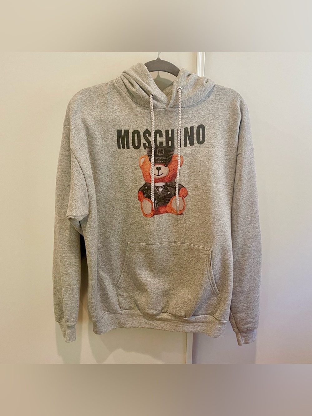Hanes Gray Hooded Sweatshirt with Teddy Bear Graphic